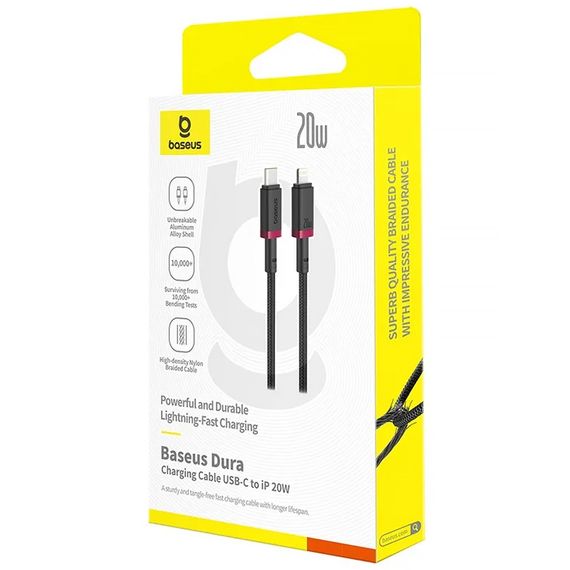 Дата кабель Baseus Dura Series Fast Charging Type-C to Lightning 20W (2m) (CB000123) Red / Black | Зображення 1
