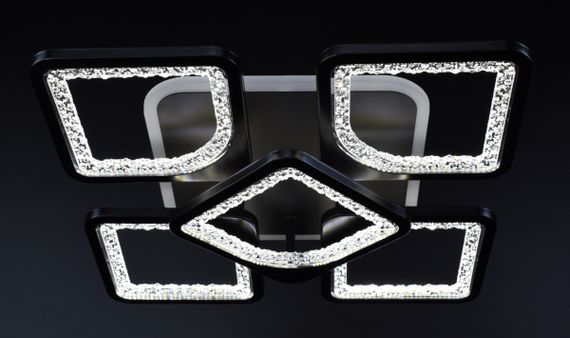 Люстра світлодіодна стельова LED світильник для квартири на стелю лед з пультом 25991 Чорний 11х40х40 см. | Зображення 4