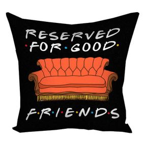 Подушка габардинова з принтом Reserved for good friends 50x50 см (5P_DR004)