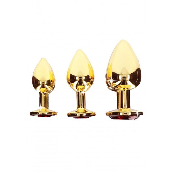 Анальний металевий затор середній з каменем червоного кольору Butt Plug With Diamond Jewel Taboom | Зображення 4