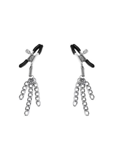 Затискачі для сосків з пензликами Feral Feelings - Nipple clamps Tassels, срібло/чорний