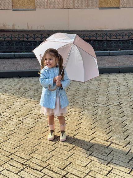 Парасолька дитяча напівавтомат Коричнево Біла полоса | Зображення 4