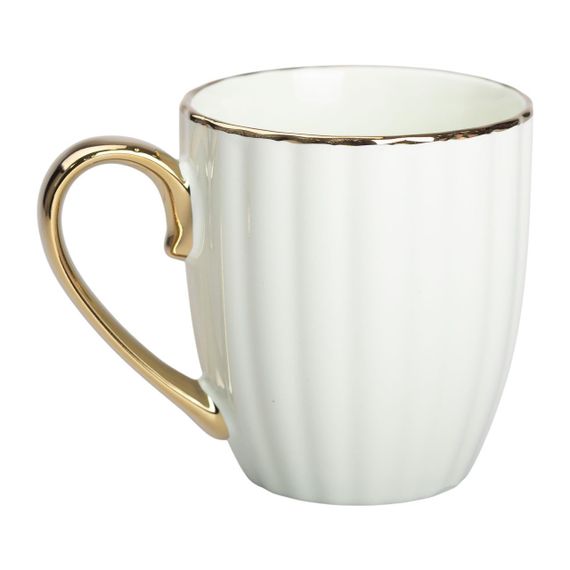 Кружка фарфоровая с золотым ободком и золотой ручкой 420 (мл) Мятный RX-N240629M