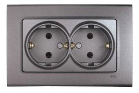 Розетка подвійна VIKO Linnera з заземленням, Сірий Граніт (90402056)