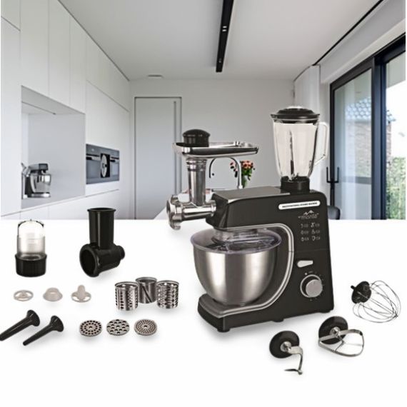 Кухонный комбайн Monte MT-2502 с мясорубкой и насадками для теста шинковки и взбивания мощность 1400 Вт | Зображення 2