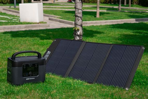 Портативна сонячна панель 2E, 100 Вт зарядний пристрій, DC, USB-С PD45W, USB-A 24W (2E-LSFC-100) | Зображення 1