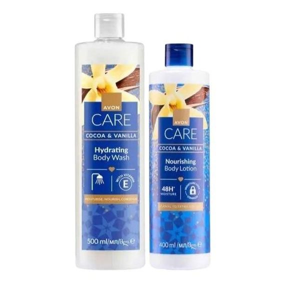 Набор Avon 2-в-1 “Какао и ваниль”+ Гель для душа 500 мл + Лосьон для тела 400 мл)