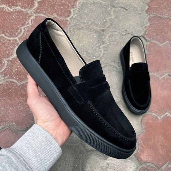 Замшеві чоловічі туфлі на чорні підошві 45 розмір | Зображення 1