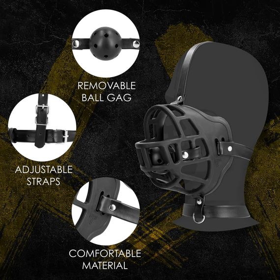 Маска-намордник з кляпом - Ouch! Xtreme Muzzle with Removable Ball Gag | Зображення 5