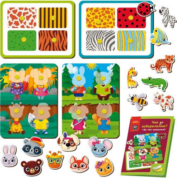 Детская развивающая игрушка "Чей окрас? Где чья мордочка?" VT1310-06 с липучками | Зображення 1