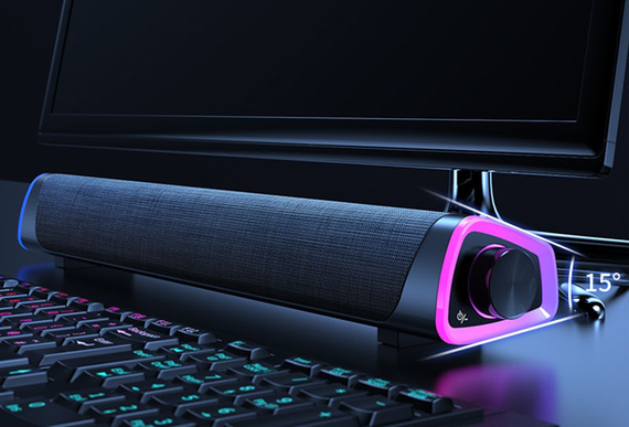 Звукова панель, бездротова колонка Bluetooth 5.0 для ПК з RGB-підсвічуванням 415*78*68 мм, Чорний | Зображення 4