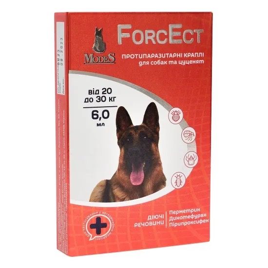 Протипаразитарні краплі для собак вагою 20-30 кг ModeS ForcEct, 3 піп
