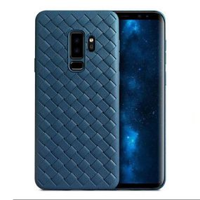 Чохол з плетінням під шкіру для Samsung Galaxy A8 Plus (2018) колір Синій