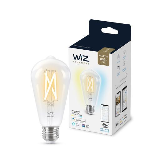 Лампа розумна WiZ  E27, 7W, 60W, 806Lm, ST64 2700-6500K філаментна Wi-Fi (929003018601)