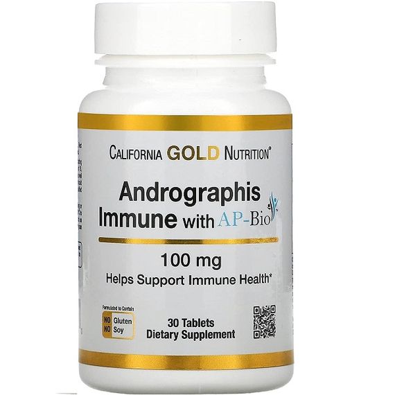 Натуральна добавка для імунітету California Gold Nutrition Andrographis Immune with AP-BIO 100 mg 30 Tabs