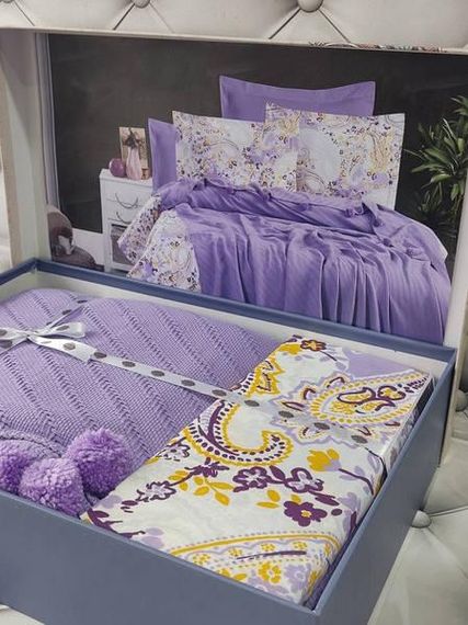 Ліжня постільна білизна First class lila Ранфорс Бавовна Євро розмір