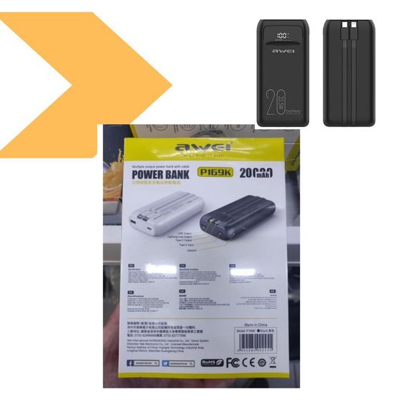 Power Bank AWEI P169K 20000mAh з підтримкою швидкої зарядки 22.5W (47192-P169K_888) | Зображення 1