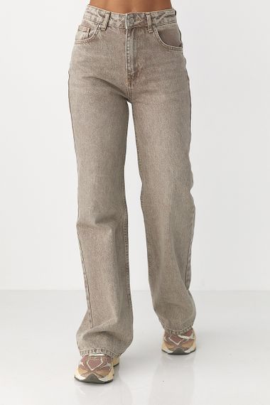 Широкі прямі джинси з високою посадкою - кавовий цвет, 40р (є розміри)