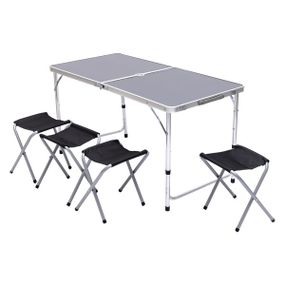 Розкладний стіл + 4 стільці кемпінговий набір для пікніка, риболовлі, відпочинку, туризму Чорний JY-12060B