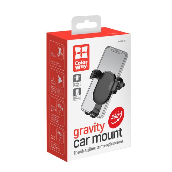 Універсальний автотримач ColorWay Metallic Gravity Holder Black (CW-CHG01-BK) | Зображення 5