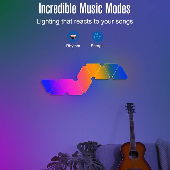 Настінний світильник Smart Triangular Quantum Light SAL-012B Bluetooth USB interface with app 10 pcs | Зображення 3
