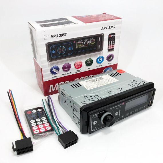 Автомагнітола MP3 3887 ISO 1DIN сенсорний дисплей LED/LCD, Автомобільна магнітола 1din штатна | Зображення 1