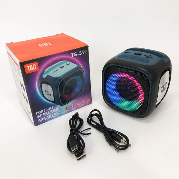 Портативна Bluetooth колонка TG359 7W з RGB підсвічуванням, гучна колонка для вечірки. Колір: чорний | Зображення 9