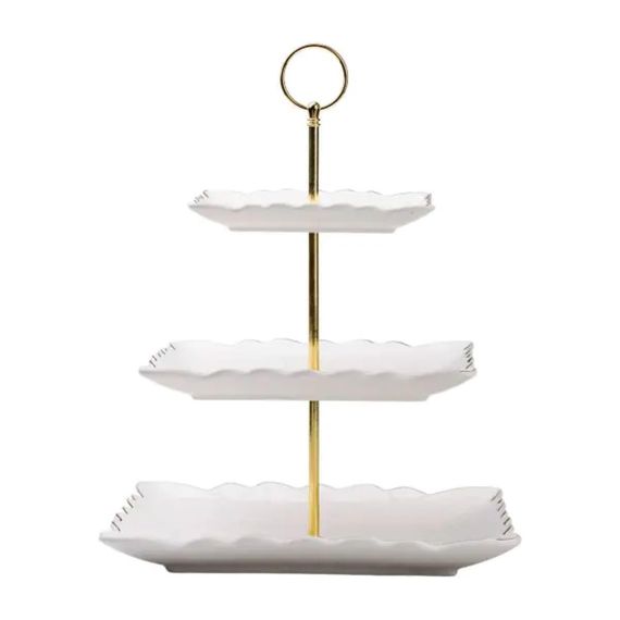 Етажерка для фруктів і десертів 3- ярусна квадратна, біла HP-7-730 | Зображення 4