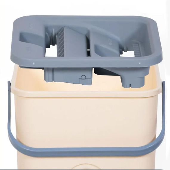 Швабра и ведро с автоматическим отжимом 8л, Scratch Anet, Бежевый / Комплект для уборки / Швабра-лентяйка | Зображення 3