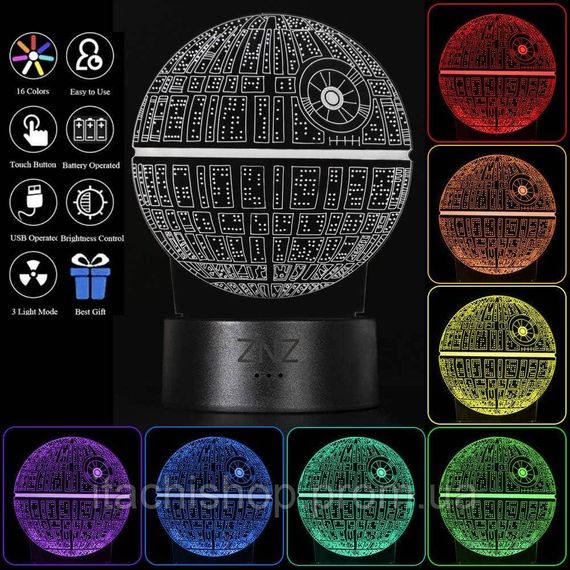 3D LED Нічник Світильник 16 кольорів Star Wars / Зоряні війни пульт ДК/Змінні персонажі | Зображення 1