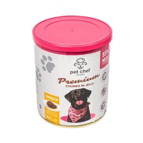 Корм влажный для взрослых собак Pet Chef, кусочки в желе с курицей 800 г