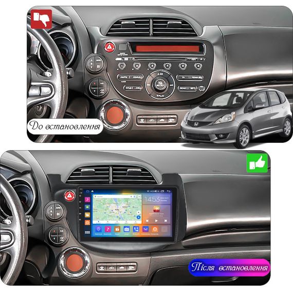 Штатная магнитола 10" Lesko для Honda Jazz II 2008-2010 2/32Gb CarPlay 4G Wi-Fi GPS Prime 8 ядер Хонда | Зображення 2