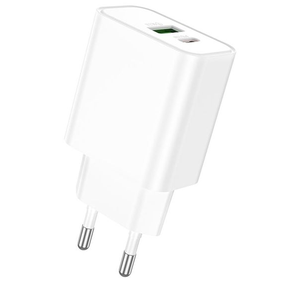 МЗП Borofone BA88A Navy PD20W+QC3.0 (1USB-A/1C) White | Зображення 1