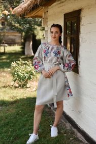 Платье  вышиванка взрослое лен
