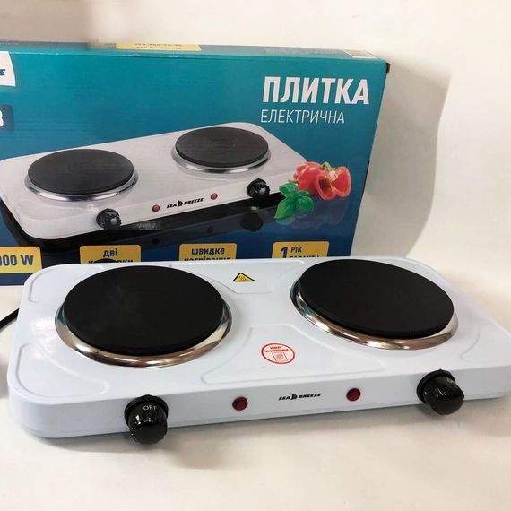 Настільна плита електрична Sea Breeze SB-063, подвійна електроплита, двокомфорочна. Колір: білий | Зображення 4