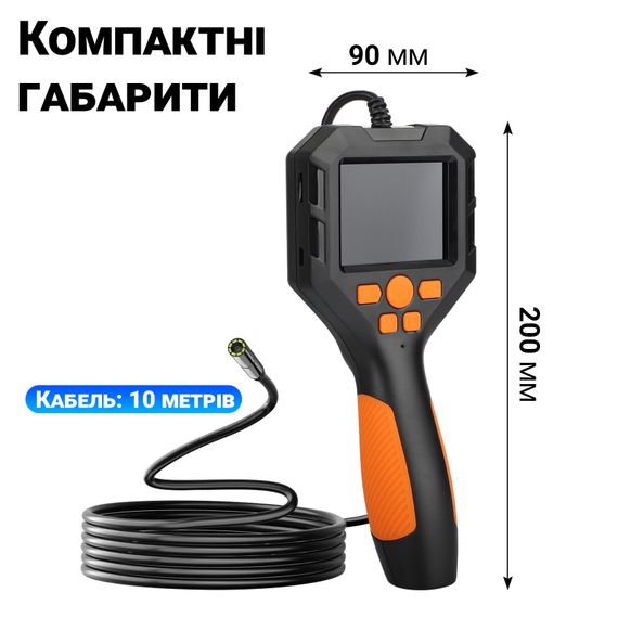 Эндоскоп автомобильный технический с дисплеем Podofo P10h-10, 8 мм, FullHD 1080P, кабель 10 метров | Зображення 4