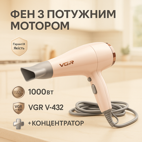 Профессиональный фен оригинал VGR, Фен с холодным воздухом для укладки для волос с ионизацией ET-80