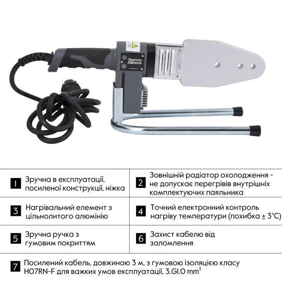 Паяльник для пластикових труб Thermo Alliance STD-103 Ø 20-63 (автоматичний 800W) | Зображення 3