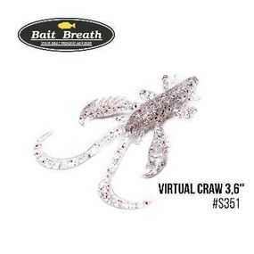 Силіконова приманка, Їстівний силікон Bait Breath Virtual Craw 3,6'' (8 шт.) (S351 UV Ｈologram Clear／Red)