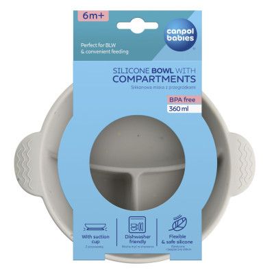 Тарілка дитяча Canpol babies DOTS силіконова на присосці з секціями, сіра (51/403_grey) | Зображення 7