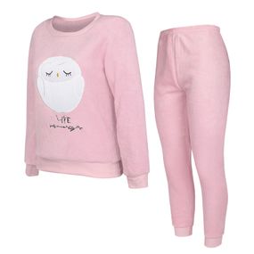 Женская тёплая пижама Lesko Owl Pink XL для дома
