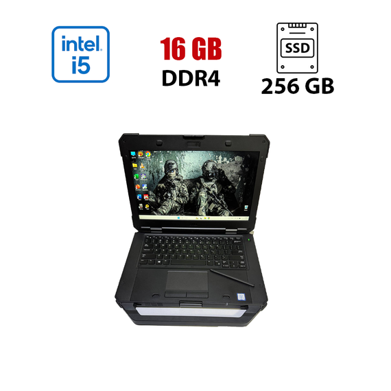 Захищений ноутбук Dell Latitude 5424 Rugged / 14" (1920x1080) IPS Touch / Intel Core i5-8350U (4 (8) ядра по 1.7 - 3.6 GHz) / 16 GB DDR4 / 256 GB SSD / Intel UHD Graphics 620 / WebCam б/в
