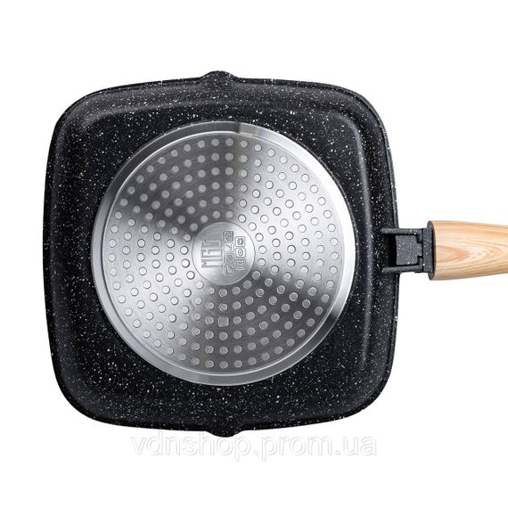 Алюмінієва сковорода-гриль 24 см зі скляною кришкою та ручкою, квадратна, чорна MGC HP-4-461B | Зображення 2