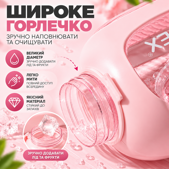 Спортивна еко-пляшка YURLEX 1500 мл з ручкою та трубочкою — велика пляшка для води 1,5 л, рожевий градієнт | Зображення 9