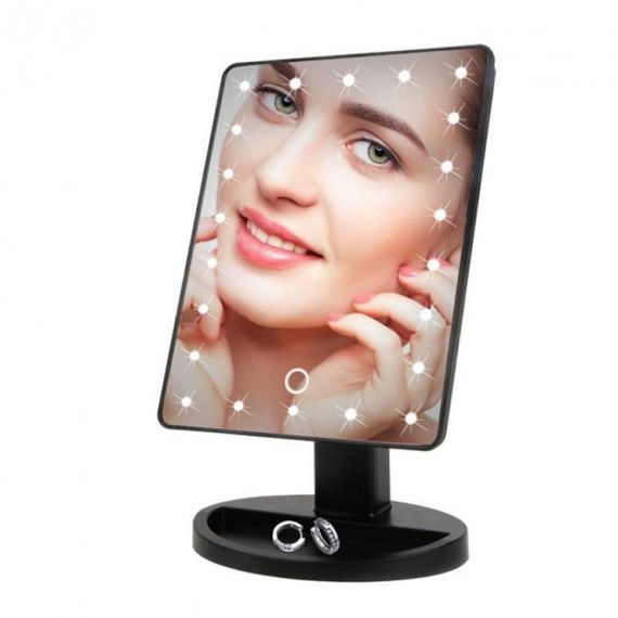 Дзеркало для макіяжу з 16 LED підсвічуванням Mirror White, Дзеркало зі світлом для макіяжу. Колір: чорний | Зображення 4