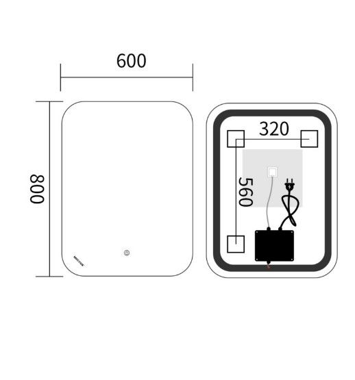 Дзеркало Mixxus Premium DIVERSE MR15-80x60-REVERSE (LED Touch, Anti-fog (3-6,5kK)) (MP6638) | Зображення 1