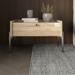 Тумба приліжкова LION Wood з однією шухлядою Дуб Сонома (чорні ножки) (LION-041321)