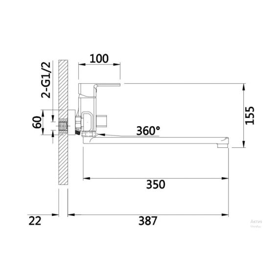 Смеситель для ванны Lidz Dozorca 005 с поворотным изливом (c душевым гарнитуром) (k35) LDDOZ005CRM45405 Chrome | Зображення 1