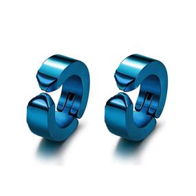 Мужские серьги в форме кольца маленькие из стали Circle Edge синие