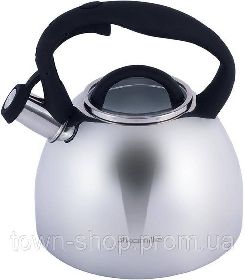Чайник Kamille Whistling Kettle 2.7л из нержавеющей стали со свистком и стеклянной крышкой (черная ручка) | Зображення 1